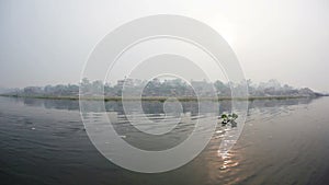 Canoeing safari in Chitwan park of Nepal