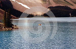 Canoeist in Lake Moraine