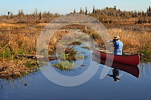 Canoeist Photographing an Alligator