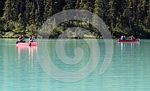 Canoeing Lake Louise, Alberta, Canada