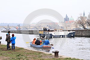 Canoeists on river