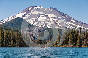 Canoeists on Sparks Lake near Bend, Oregon