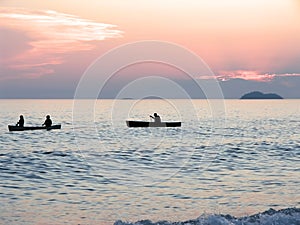 Canoeists at Sunset