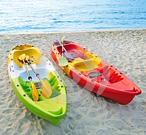 Canoes on the beach.