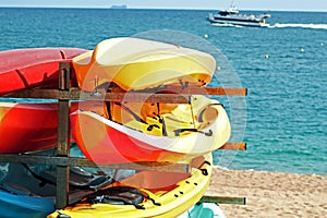 Canoes on the beach photo