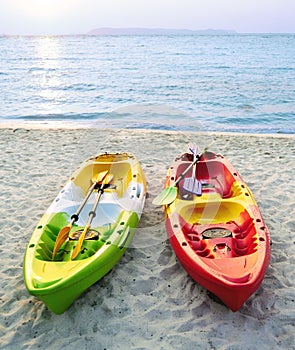 Canoes on the beach.