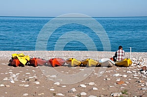 Canoes at Cirali beach (Turkish Riviera)