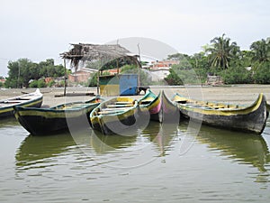 Canoes in La Boquilla fishing village, Colombia photo