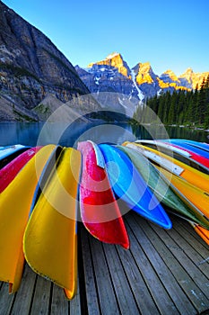 Canoes at Lake Moraine Canada