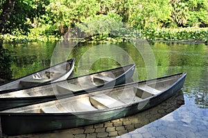 Canoes on a River