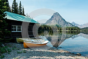 Canoes at Two Medicine Lake photo