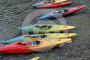 Canoes by the waterfront