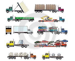 Vector illustrations of heavy transport truck