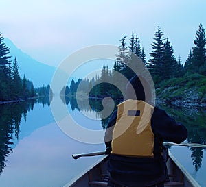 Canoing through a purple haze