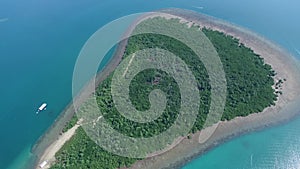 Canon island in Puerto Princesa in Palawan, Philippines.  Coastline and Boats in Background. Sulu Sea II