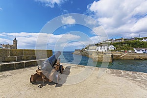 Canon in Porthlevan historic port entrance