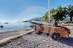 Canon by the Statue of king Stephen Tvrtko I in port of Herceg