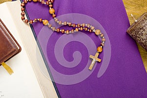 Canonical crucifix on the purple fabric