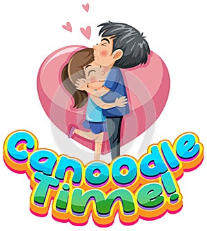 Canoodle time word text with couple in love