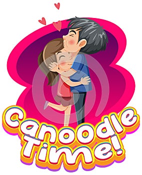 Canoodle time word text with couple in love