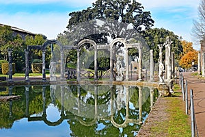 Canopus  ancient pool  in Villa Adriana Hadrian`s Villa in Tivoli, Italy