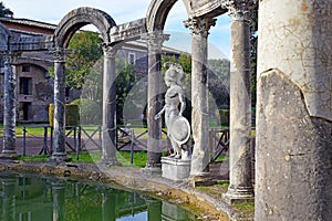 Canopus  ancient pool  in Villa Adriana Hadrian`s Villa in Tivoli, Italy