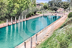 The Canopus, ancient pool in Villa Adriana, Tivoli, Italy