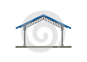 Canopy building. Steel frame building. Simple flat illustration.