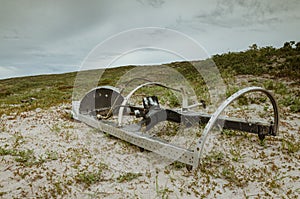 Canopy of the crashed T-33 Shooting Star fighter jet in Sandflugtdalen, Kangerlussuaq, Greenland