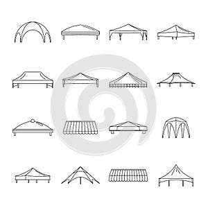 Canopy shed overhang icons set, outline style photo