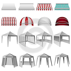 Canopy shed overhang mockup set, realistic style