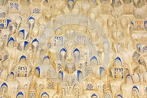 Canopy with stonework. Hall of the two Sisters in Alhambra. Gran