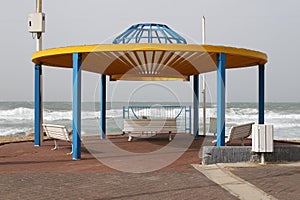 A canopy to protect from the scorching sun on the city beach.