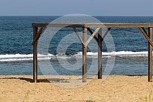 A canopy to protect from the scorching sun on the city beach.