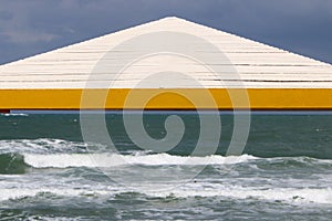 A canopy to protect from the scorching sun on the city beach.