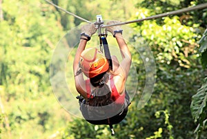 Canopy zip lining tirolesa in Costa Rica Tour Beautiful Girl