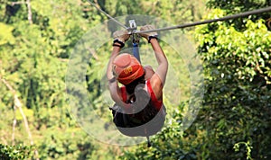 Canopy zip lining tirolesa in Costa Rica Tour Beautiful Girl photo