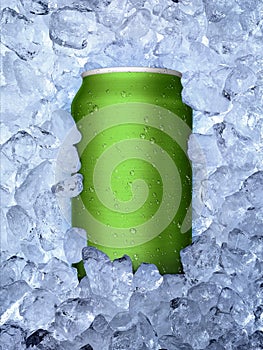 Cans of on ice white background