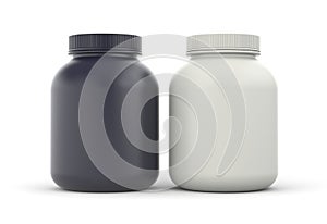 Cans of protein or gainer powder