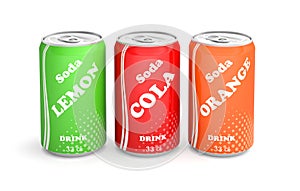 Cans of soda drink soft