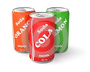 Cans of soda drink soft