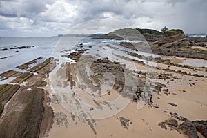 Cantabria, Santander, rock formation at the beach