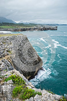 Cantabrian coast in famous Bufones de Pria in Asturias, Northern Spain. photo