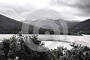 Cantabrian Mountains with artificial lake