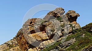 Cantabrian Sea coast in the Basque Country. Erosion on the rocks of Mount Jaizkibel photo