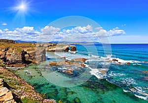 Cantabric coast summer sunshine landscape. photo