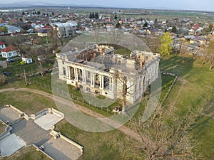 Cantacuzino Palace in Floresti , Romania , architectural aerial image