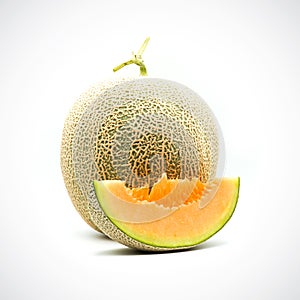 Cantaloupe Melon,with Orange flesh on the White Blackground