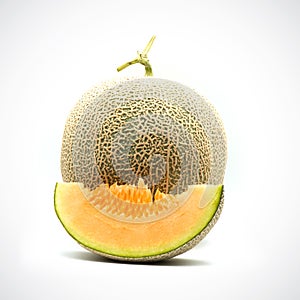 Cantaloupe Melon,with Orange flesh on the White Blackground