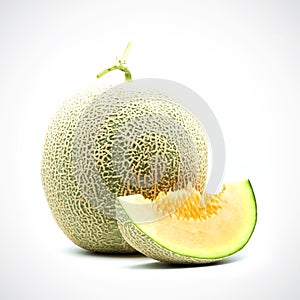 Cantaloupe Melon,with Orange flesh on the White Blackground